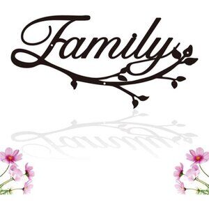 Metal Family Signs, Black, 12 x 7.99 inches, Modern Style, Wall Mount, Perfect